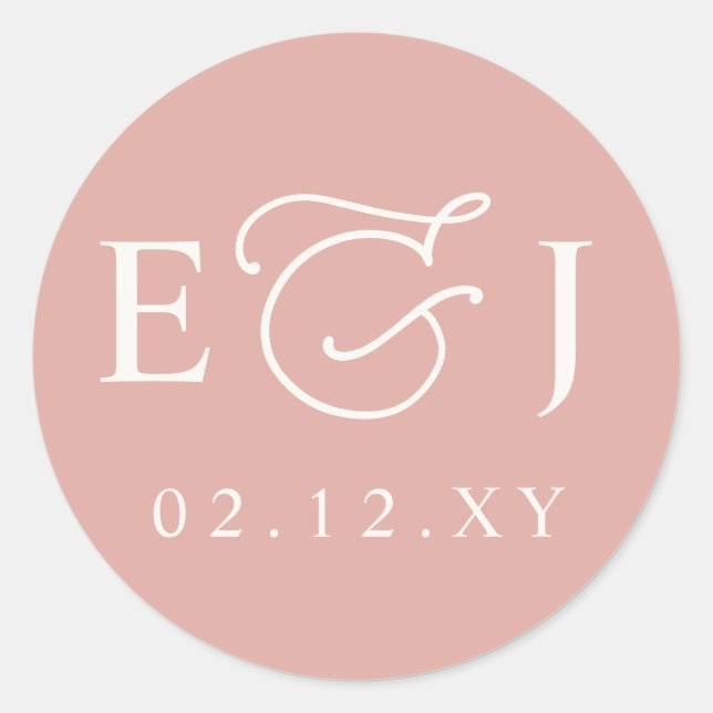 Adesivo Blush Modern Initials Monograma Weding (Frente)
