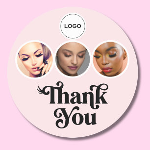 Adesivo Blush Pink 3 Foto Lash Tech Logo Obrigado