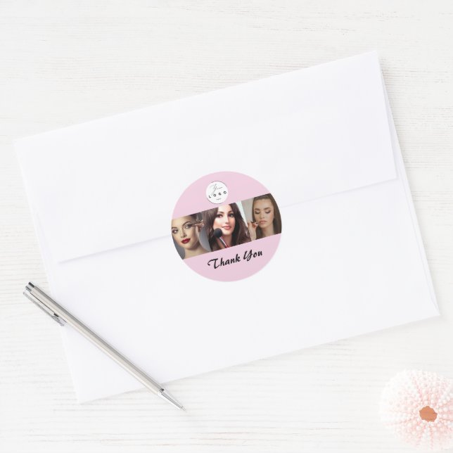 Adesivo Blush Pink Black Script 3 Photo Makeup Thank You (Envelope)
