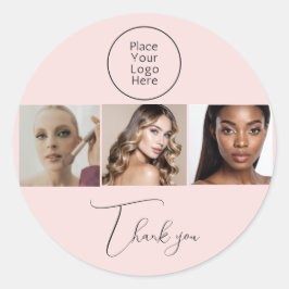 Adesivo Blush Pink Elegant Photo Makeup Thank You Sticker