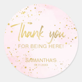 Adesivo Blush Pink & Gold Confetti Sweet 16 Thank You