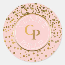 Blush Pink Gold Foil Confetti | Casamento Monogram