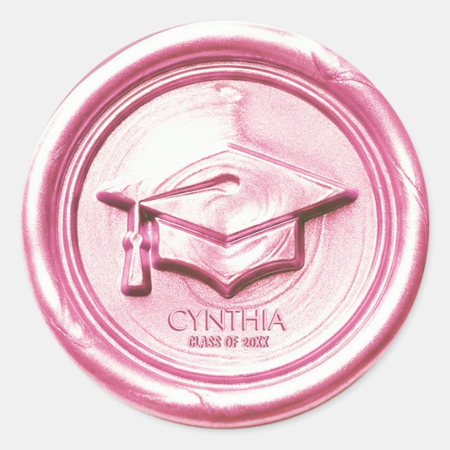 Adesivo Blush Pink Graduation Cap  Wax Seal (Frente)