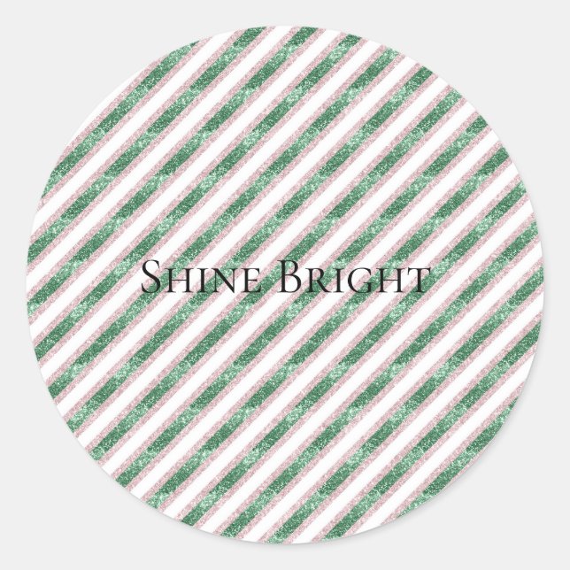 Adesivo Blush Pink Green Glitter Stripes Christmas   (Frente)