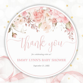 Adesivo Blush Pink Script Baby Shower Thank You