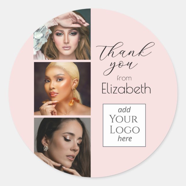 Adesivo Blush Pink Script Logo 3 Photo Makeup Thank You (Frente)