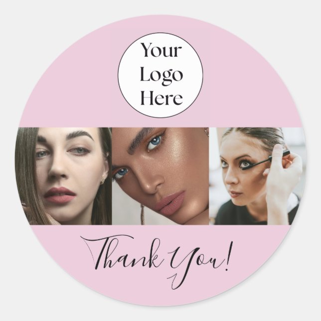 Adesivo Blush Pink Script Logo Photo Lash Studio Thank You (Frente)