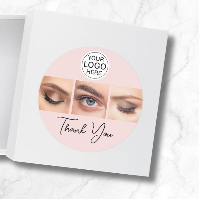 Adesivo Blush Pink Script Logo Photo Lashes Thank You (Criador carregado)