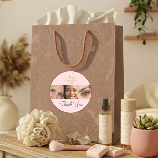 Adesivo Blush Pink Script Logo Photo Lashes Thank You  (Criador carregado)