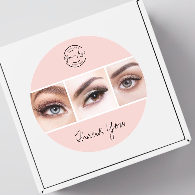 Adesivo Blush Pink Script Logo Photo Lashes Thank You (Criador carregado)