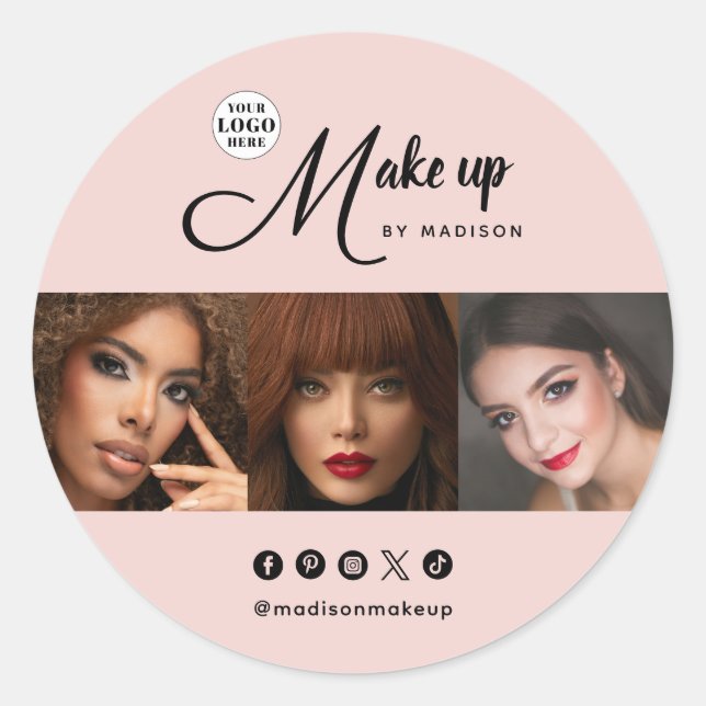 Adesivo Blush Pink Script Logo Photo Makeup (Frente)