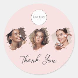 Adesivo Blush Pink Script Logo Photo Makeup Thank You