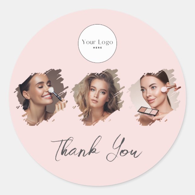 Adesivo Blush Pink Script Logo Photo Makeup Thank You (Frente)