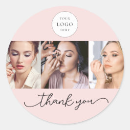 Adesivo Blush Pink Script Logo Photo Makeup Thank You
