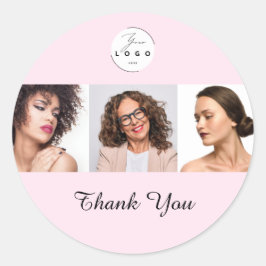 Adesivo Blush Pink Script Logo Photo Makeup Thank You