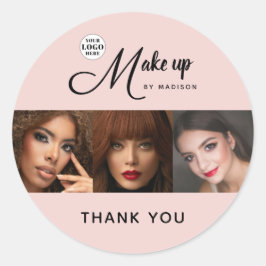 Adesivo Blush Pink Script Logo Photo Makeup Thank You