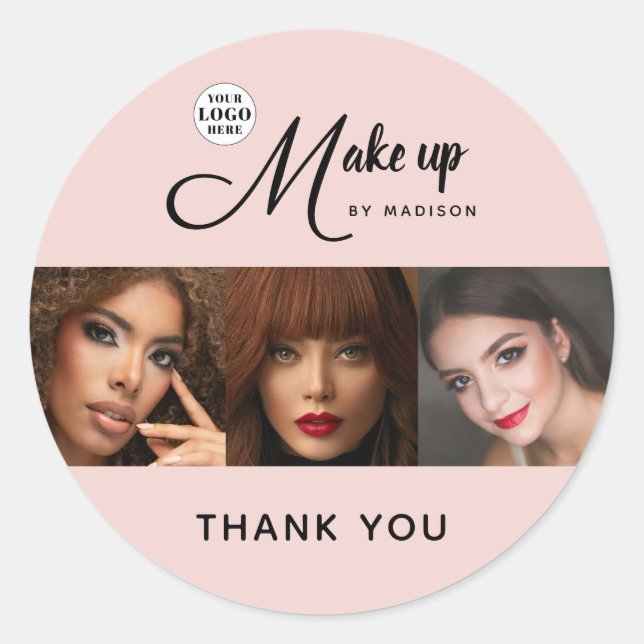 Adesivo Blush Pink Script Logo Photo Makeup Thank You (Frente)