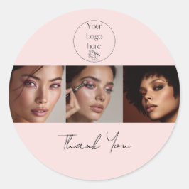 Adesivo Blush Pink Script Logo Photo Makeup Thank You