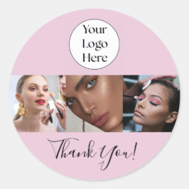 Adesivo Blush Pink Script Logo Photo Makeup Thank You