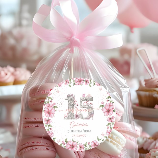 Adesivo Blush Pink Silver Mis Quince Quinceañera (Criador carregado)