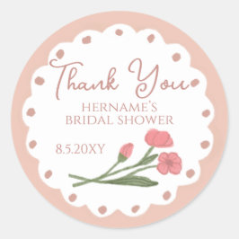 Adesivo Blush Pink Whimsical Thank You Bridal Shower 01