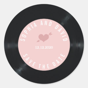 Adesivo Blush Retro Vinil Record Casamento SALVE A DATA
