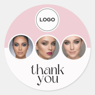 Adesivo Blush Rosa Branco 3 Foto MUA Logotipo Obrigado