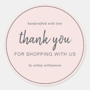 Adesivo Blush Rosa Chique Script Agradecemos Sua Compra