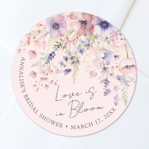 Adesivo Blush Rosa Floral Amor Está em Flor Chá de Noiva