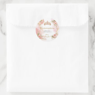 Adesivo Blush Rosa Floral Dourado Quinceañera