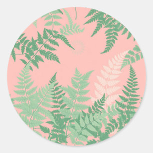 Adesivo Blush Rosa Folha de Samambaia Botânico Verde Sage