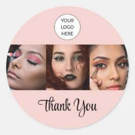 Adesivo Blush Rosa Logotipo de Letra Cursiva Foto Maquiage