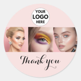 Adesivo Blush Rosa Logotipo de Roteiro Foto Maquiagem Obri
