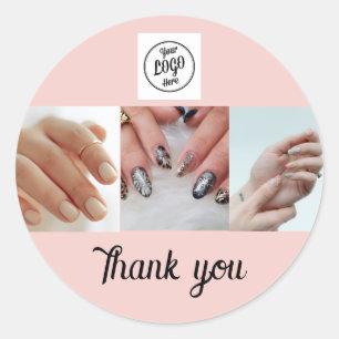 Adesivo Blush Rosa Logotipo de Script Preto Foto Unha Obri