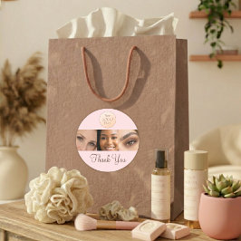 Adesivo Blush Rosa Logotipo Script Foto Cílios Obrigado