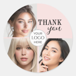 Adesivo Blush Rosa Logotipo Script Foto Maquiagem Obrigado