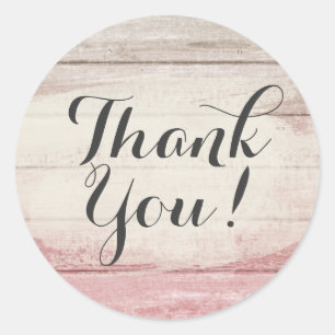 Adesivo Blush Rosa Ombre Rústico de Madeira Obrigado