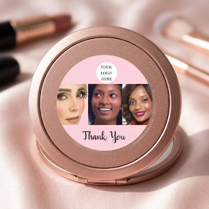 Adesivo Blush Rosa Preto Script Foto Maquiagem Negócios