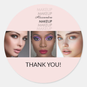 Adesivo Blush Rosa Preto Script Foto Obrigado