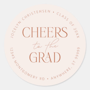 Adesivo Blush Rust Personalizado Cheers para o Formando