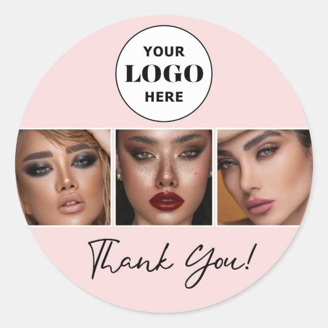 Adesivo Blush Script Logo Foto Maquiagem Obrigado (Frente)