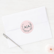 Blush & Slate Gray Floral Monograma Sutil