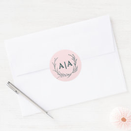 Adesivo Blush & Slate Gray Subtle Floral Monogram