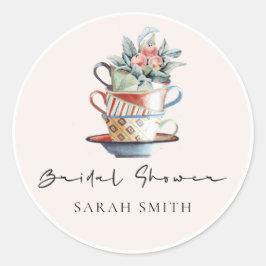 Adesivo Blush Stacking Cups Floral Chá de panela Tea Party