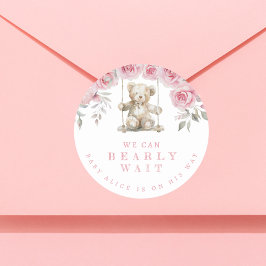 Adesivo Blush Teddy Bear Podemos Ampliar O Chá de fraldas 