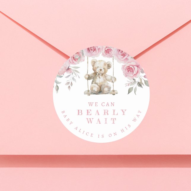 Adesivo Blush Teddy Bear Podemos Ampliar O Chá de fraldas  (Criador carregado)