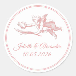 Adesivo Blush Toile de Jouy Cupid Wedding Favor Stickers