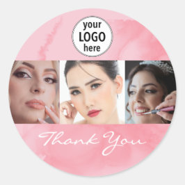 Adesivo Blushing Coral Pink Makeup Photo Logo Thank You