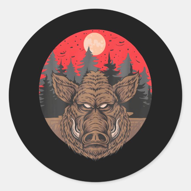Adesivo Boar Fullmoon Lover Season Animal Wildlife (Frente)