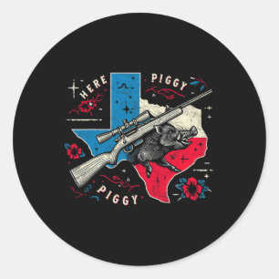 Adesivo Boar Hunter Mens Aqui Piggy Vintage Texas Wild Hog